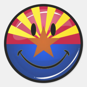 Smiling Arizona Flag Classic Round Sticker
