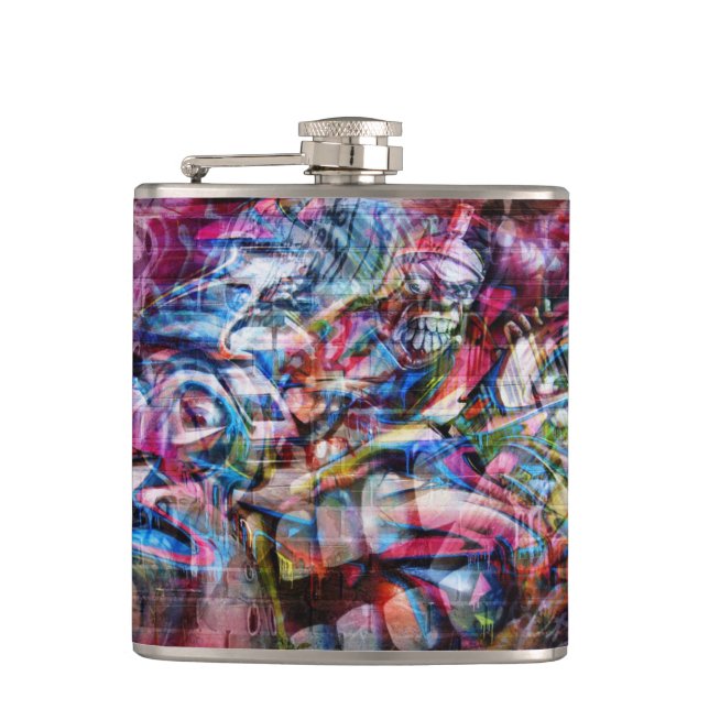 Smiling art warrior hip flask (Front)
