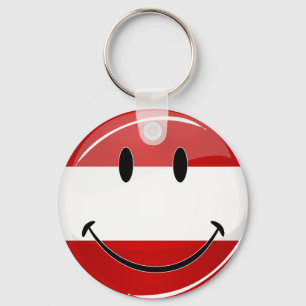 Smiling Austrian Flag Key Ring