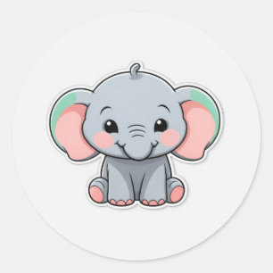 Smiling Baby Elephant with Blush Cheeks Classic Round Sticker