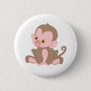 Smiling Baby Monkey 6 Cm Round Badge