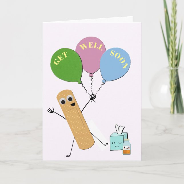 smiling bandaid get well card (Front)