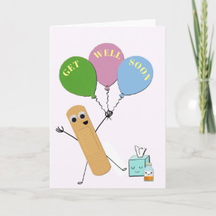 smiling bandaid get well card