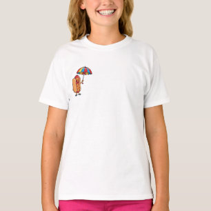 Smiling Beach Hot Dog with Umbrella Kids T-Shirt