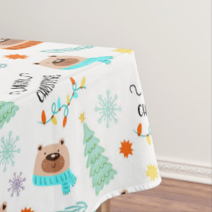 Smiling Bear Christmas Tablecloth