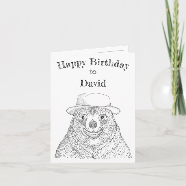 Smiling Bear / Personalised Birthday Card (Front)