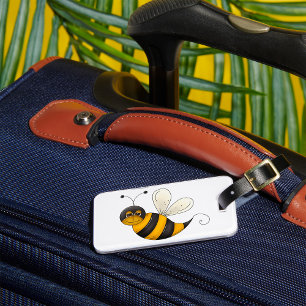Smiling Bee Fun Bumblebee Character Luggage Tag