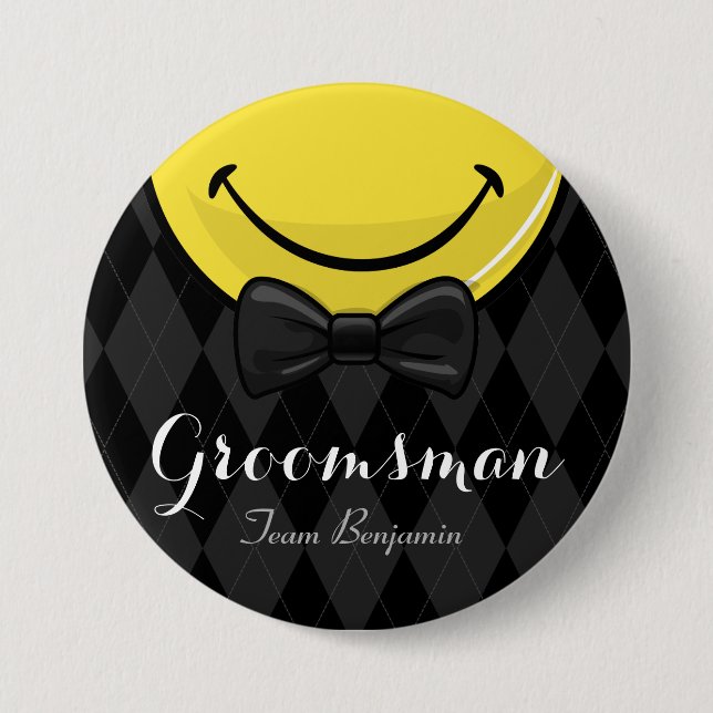 Smiling Best Man/ Groomsman Wedding Button (Front)