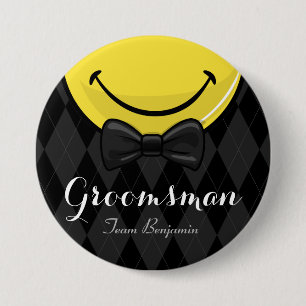 Smiling Best Man/ Groomsman Wedding Button