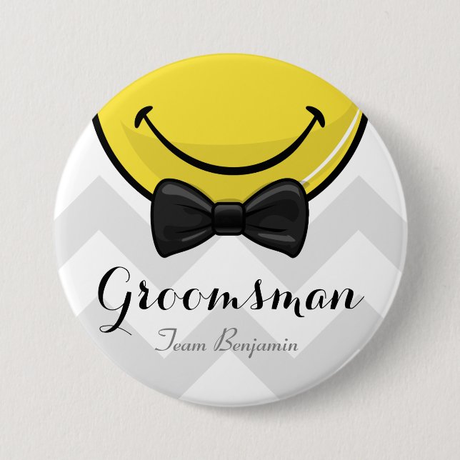 Smiling Best men Wedding Button (Front)