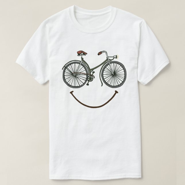 Smiling Bicycle Face Funny Cycling Cyclist Gift T-Shirt (Design Front)