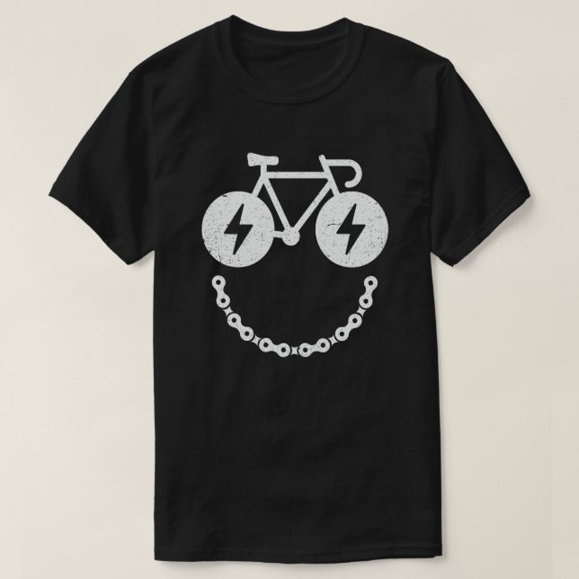 Smiling Bicycle Face Funny Cycling Cyclist Gift T-Shirt (Design Front)