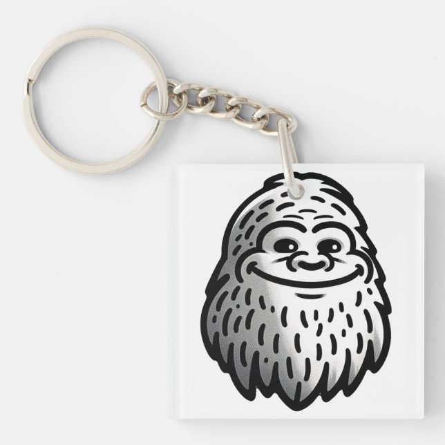 Smiling Bigfoot - Sasquatch Sighting Key Ring (Front)