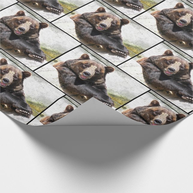 Smiling Black Bear  Wrapping Paper (Corner)
