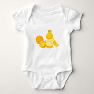 Smiling bottle of orange juice with oranges baby bodysuit