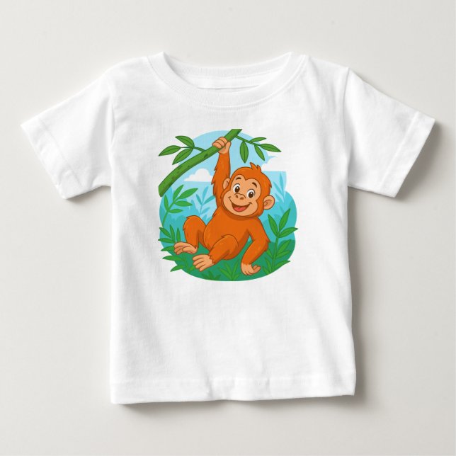 Smiling Branch Monkey Baby T-Shirt (Front)