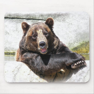 Smiling Brown Bear Mouse Pad