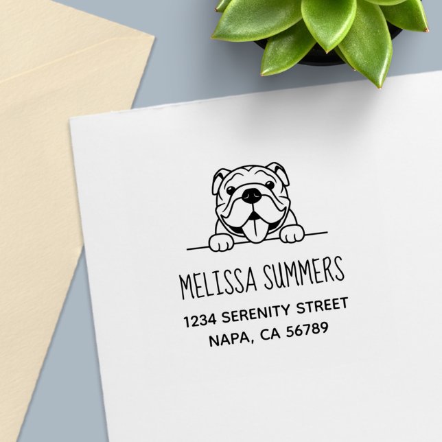 Smiling Bulldog Pet Address Self-inking Stamp (Creator Uploaded)