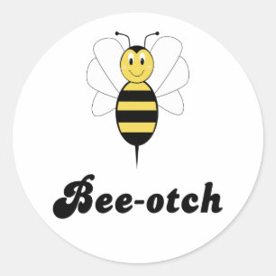 Smiling Bumble Bee Bee-otch Sticker