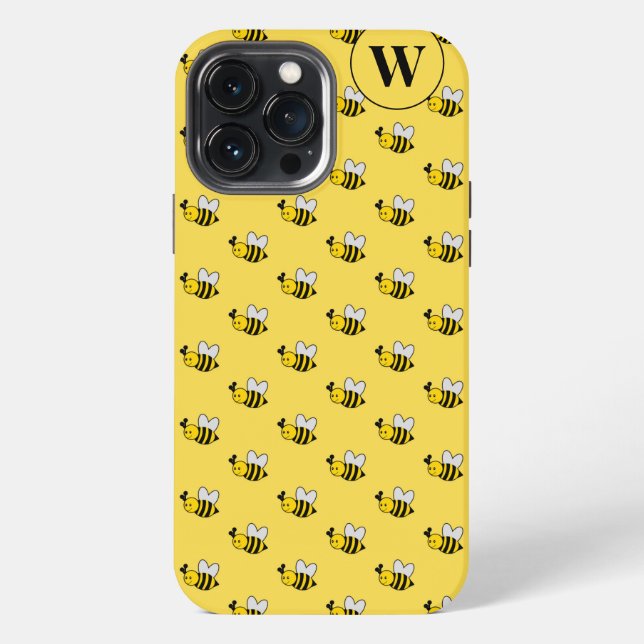 Smiling Bumblebee Monogram iPhone Case (Back)
