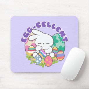 Smiling Bunny & Easter Eggs - Egg-cellent Spring Mouse Pad
