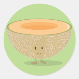 Smiling Cantaloupe Classic Round Sticker