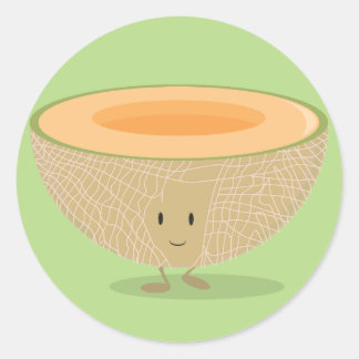 Smiling Cantaloupe Classic Round Sticker