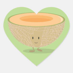 Smiling Cantaloupe Heart Sticker