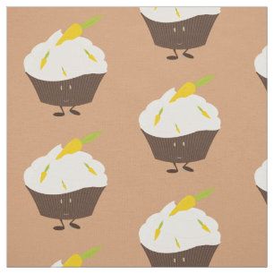 Smiling carrot cake cupcake fabric