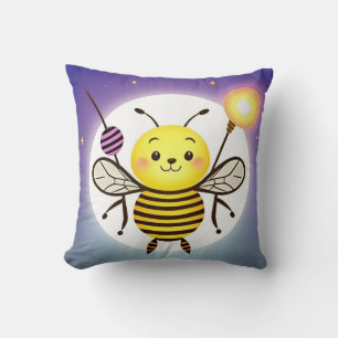 Smiling Cartoon Bee Character Cushion