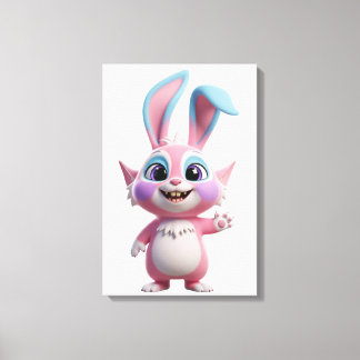 Smiling Cartoon Bunny Character Artwork Canvas Print