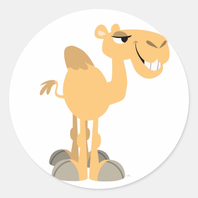 Smiling Cartoon Camel Sticker (Front)