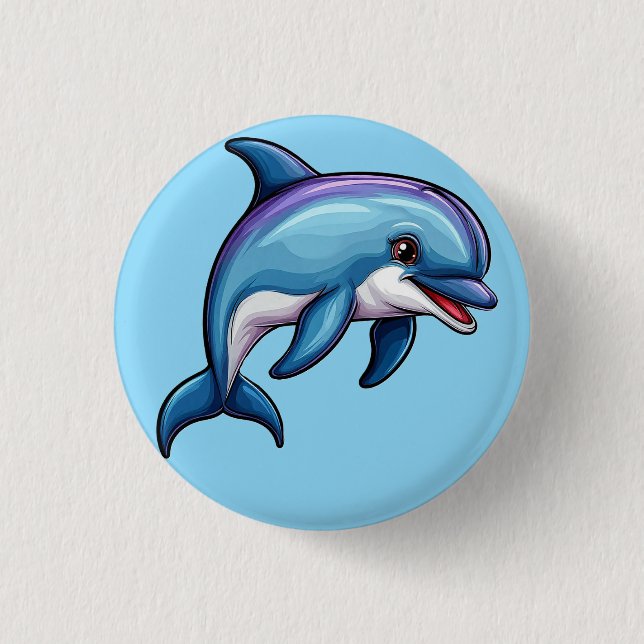 Smiling Cartoon Dolphin 3 Cm Round Badge (Front)