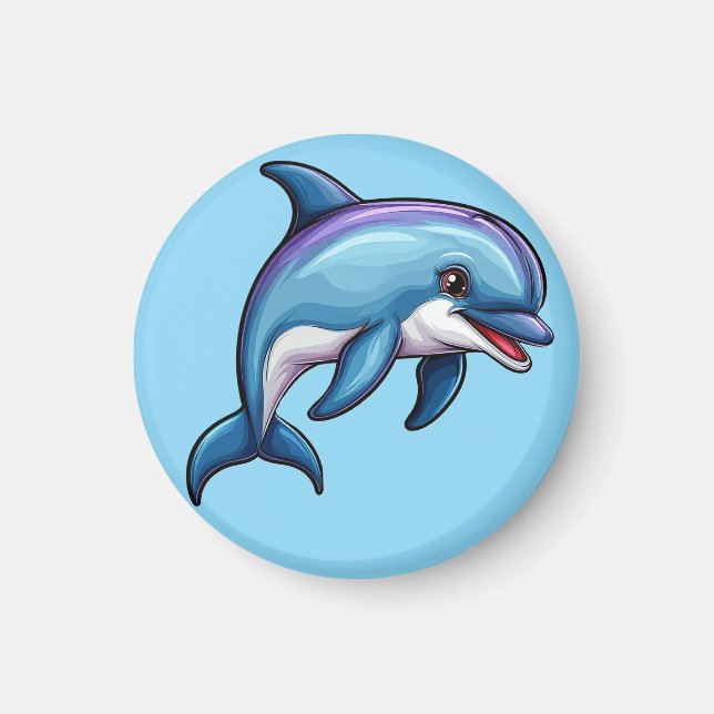 Smiling Cartoon Dolphin Magnet (Front)