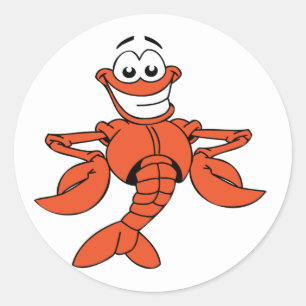 Smiling Cartoon Lobster Character Classic Round Sticker