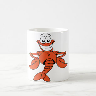 Smiling Cartoon Lobster Character Coffee Mug
