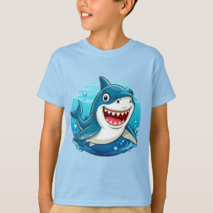 Smiling Cartoon Shark Character T-Shirt
