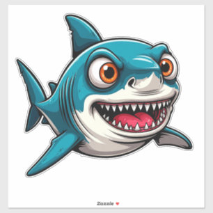 Smiling Cartoon Shark Swimming Underwater