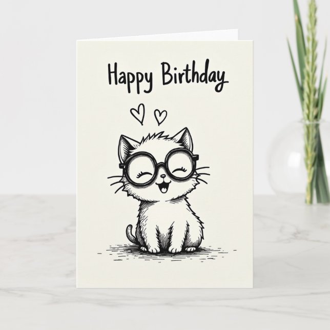 Smiling Cat Birthday Card (Front)