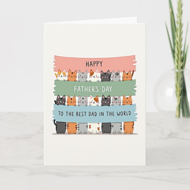 Smiling Cat Dads Day Card (Front)