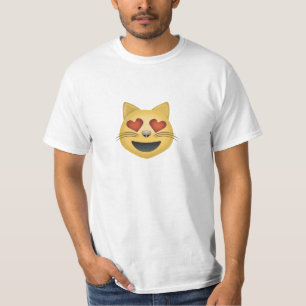 Smiling Cat Face With Heart Shaped Eyes Emoji T-Shirt
