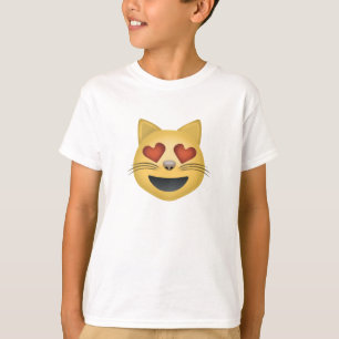 Smiling Cat Face With Heart Shaped Eyes Emoji T-Shirt