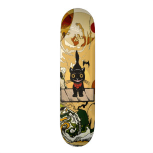 Smiling cat Halloween skateboard deck