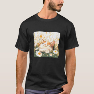 Smiling Cat in Daisy Meadow for Summer and Cats Lo T-Shirt