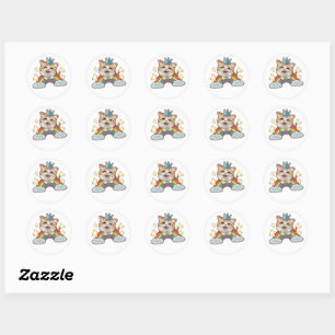 Smiling Cat Sticker with Fun Background
