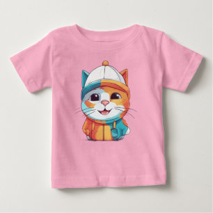 Smiling Cat Wearing Hat Clipart-78198 Baby T-Shirt
