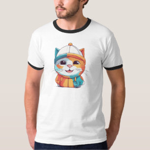 Smiling Cat Wearing Hat Clipart-78198 T-Shirt