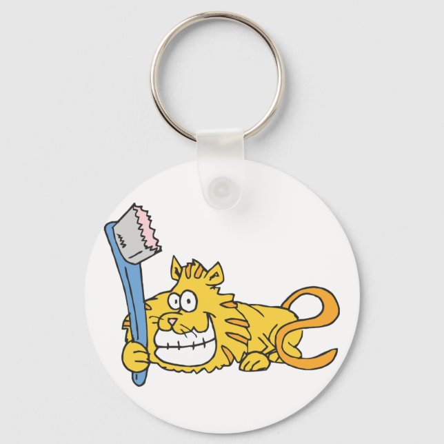 Smiling cat with toothbrush key ring (Front)