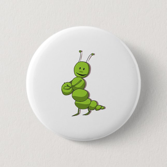 Smiling Caterpillar Patches & Buttons (Front)