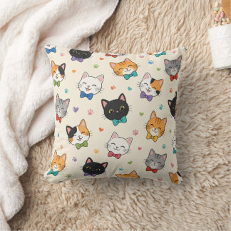 Smiling cats in bow ties cushion